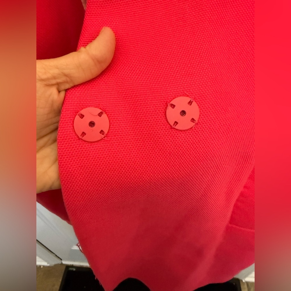 Zara hot pink oversized cotton weave coat size XL Long 3/4 Sleeve - Picture 5 of 7